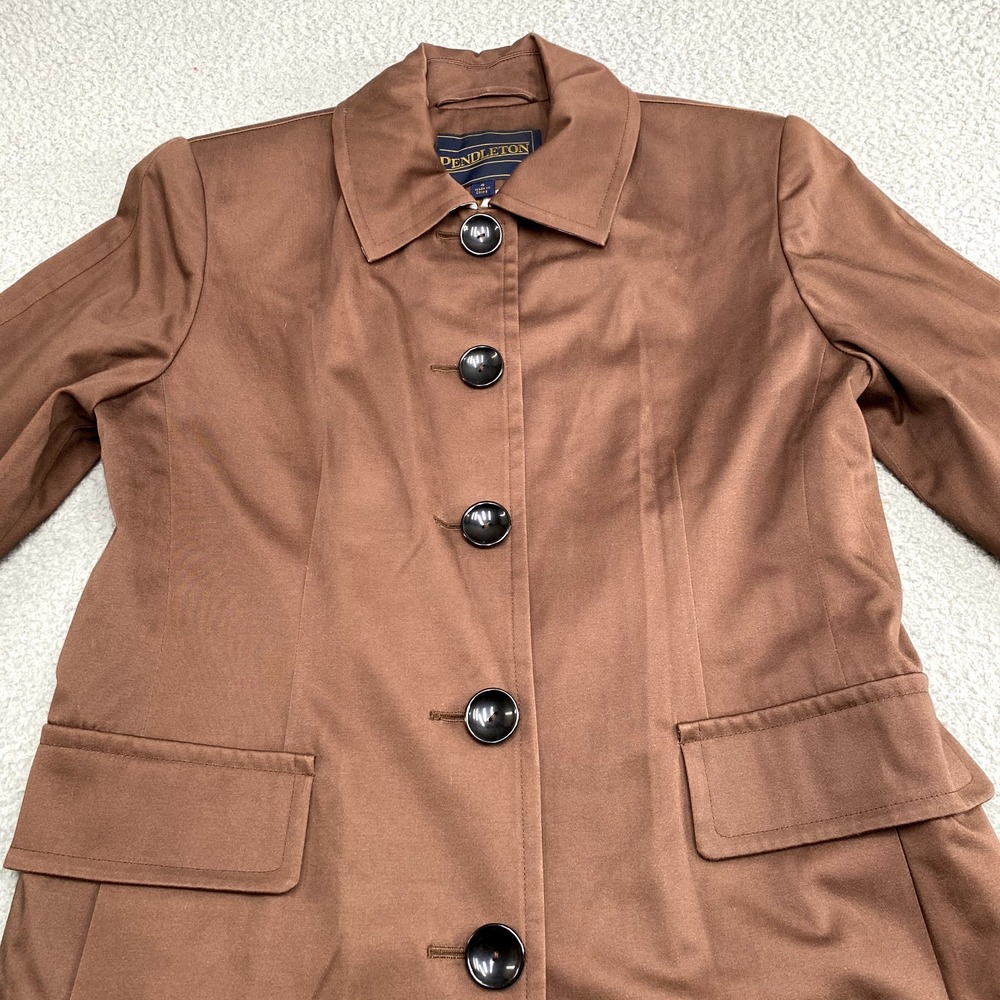 Pendleton Coat Womens 4 Long Red Parka Jacket Button Up Polka Dot Lining‎ Rain - Picture 3 of 12